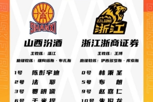 山西VS广厦G2大名单：双方人员皆与G1一致 孙铭徽依旧缺席