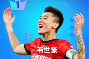 【直播吧】中超第12轮最佳：韦世豪双响主导逆转！赛季第二次当选